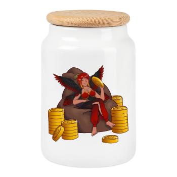 Gardien du trésor avec des ailes - Boîte à biscuits avec couvercle en bois - blanc - Devant