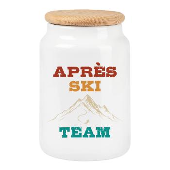 Après Ski Team, Winter sports, Ski packages - Cookie Jar with Wooden Lid - white - Front