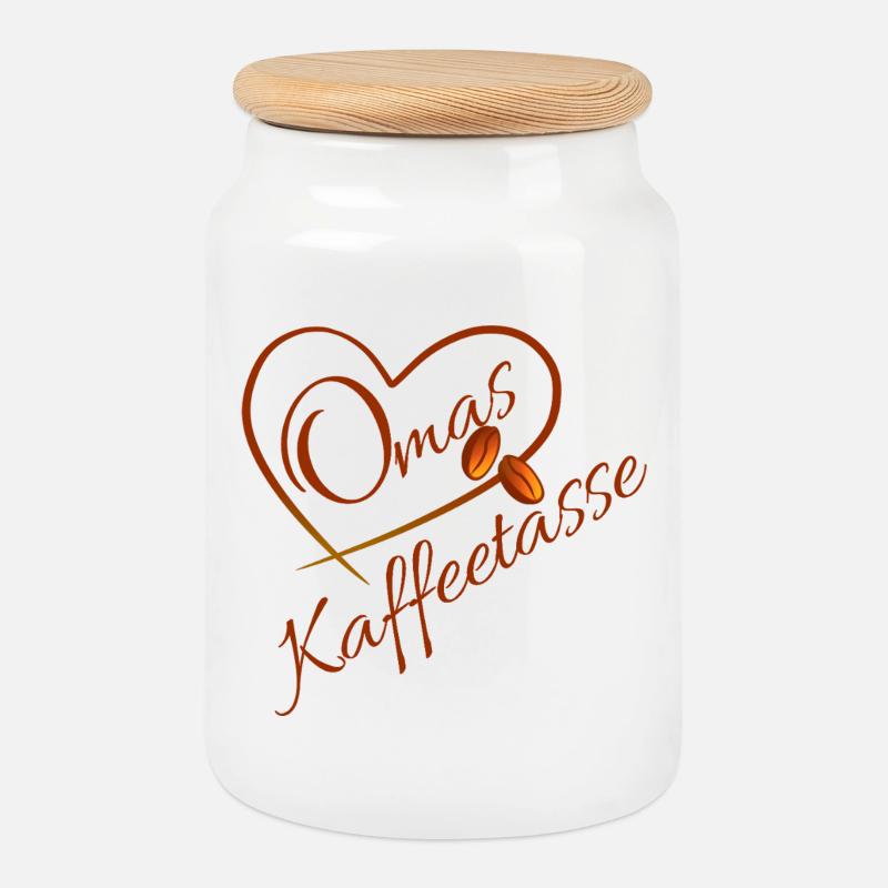 Omas Kaffee Herz - Keksdose mit Holzdeckel - Weiß