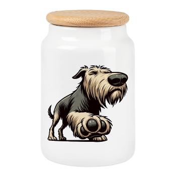 Lévrier irlandais Lévrier Propriétaire de chien de lévrier Fan de chien de loup - Boîte à biscuits avec couvercle en bois - blanc - Devant