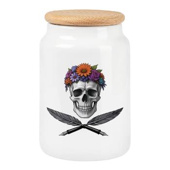 PIRATE POET - dark hell - Cookie Jar with Wooden Lid - white - Front