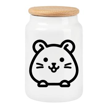hamster - Cookie Jar with Wooden Lid - white - Front