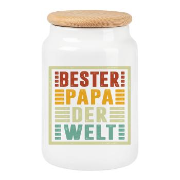 Bester Papa Der Welt Geschenke Weihnachten - Keksdose mit Holzdeckel - Weiß - Vorne