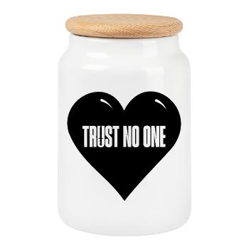 Trust No One - Cookie Jar with Wooden Lid - white - Front