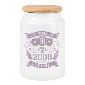 18 anniversaires Vie Vintage 2008 Angel Legends - Boîte à biscuits avec couvercle en bois - blanc - Devant