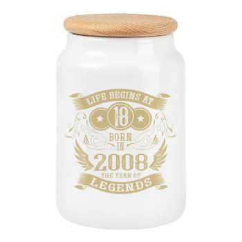 18 anniversaires Vie Vintage 2008 Angel Legends - Boîte à biscuits avec couvercle en bois - blanc - Devant