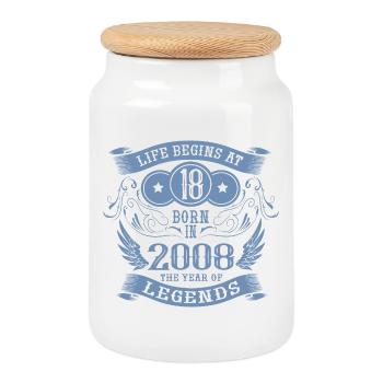 18 anniversaires Vie Vintage 2008 Angel Legends - Boîte à biscuits avec couvercle en bois - blanc - Devant