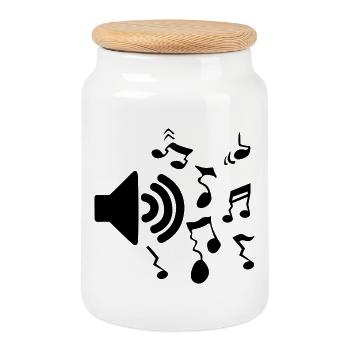 Speaker logo volume - Cookie Jar with Wooden Lid - white - Front