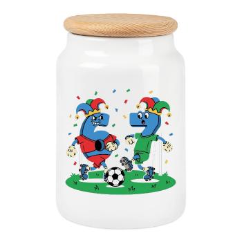 67 Six Seven Costume Carnaval Football Italie Mème - Boîte à biscuits avec couvercle en bois - blanc - Devant