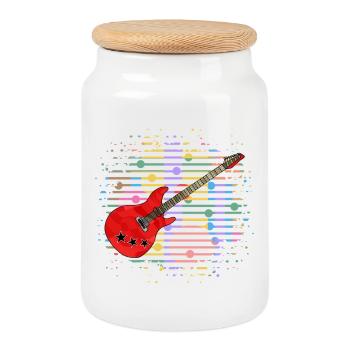 Gitarre - Keksdose mit Holzdeckel - Weiß - Vorne