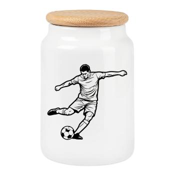 Fußball Spieler Schuss Torjäger Vektor - Keksdose mit Holzdeckel - Weiß - Vorne