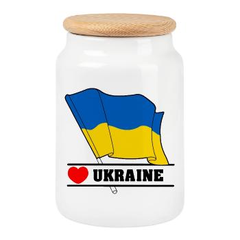 UKRAINE Herz - Keksdose mit Holzdeckel - Weiß - Vorne