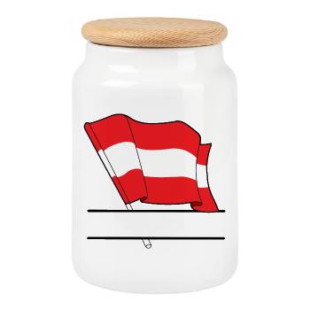 Austria Flag – Namespace - Cookie Jar with Wooden Lid - white - Front
