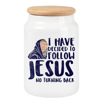 I Have Decided to Follow Jesus Christian Faith Art - Keksdose mit Holzdeckel - Weiß - Vorne