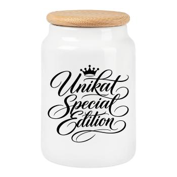 Unique Special Edition - Cookie Jar with Wooden Lid - white - Front