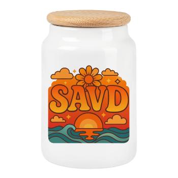 Redeemed Cross Retro Bible Christian Faith Jesus - Cookie Jar with Wooden Lid - white - Front