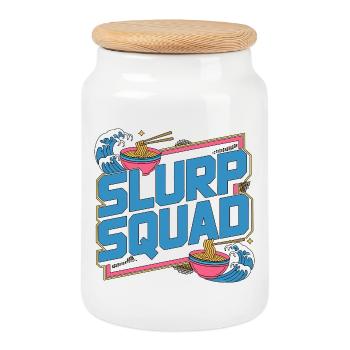 Ramen Slurp Squad Noodle Bowl Loves Japanese Food - Cookie Jar with Wooden Lid - white - Front