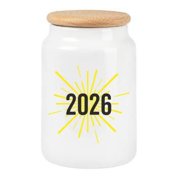 Début de l’année 2026 - Boîte à biscuits avec couvercle en bois - blanc - Devant