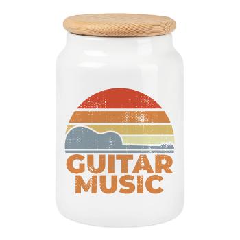 Guitare Music Look Vintage - Boîte à biscuits avec couvercle en bois - blanc - Devant