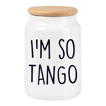 Tango Dancer - Cookie Jar with Wooden Lid - white - Front