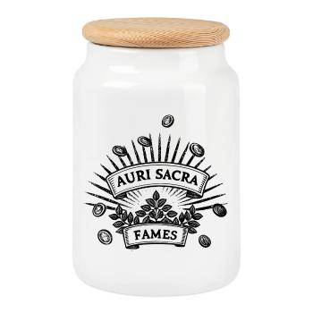 Auri sacra fames  Cursed hunger for gold - Cookie Jar with Wooden Lid - white - Front