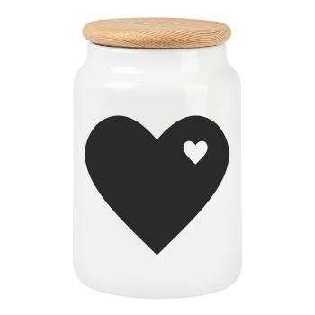 Cœur minimaliste avec accent - Boîte à biscuits avec couvercle en bois - blanc - Devant
