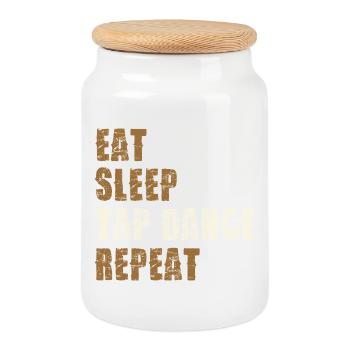 Eat Sleep Tap Dance Repeat - Keksdose mit Holzdeckel - Weiß - Vorne