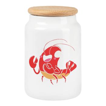 Lobster Seafood Maine Lobster Spiny Lobster - Cookie Jar with Wooden Lid - white - Front