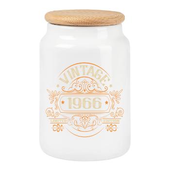 60e anniversaire Année Vintage 1966 Édition Limitée - Boîte à biscuits avec couvercle en bois - blanc - Devant