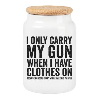 I'm Just Carrying My Gun – Funny Gun Rights – - Cookie Jar with Wooden Lid - white - Front