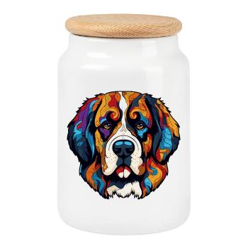 Bande dessinée de chien - Boîte à biscuits avec couvercle en bois - blanc - Devant