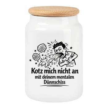 Mentaler Dünnschiss Kotzen  - Keksdose mit Holzdeckel - Weiß - Vorne