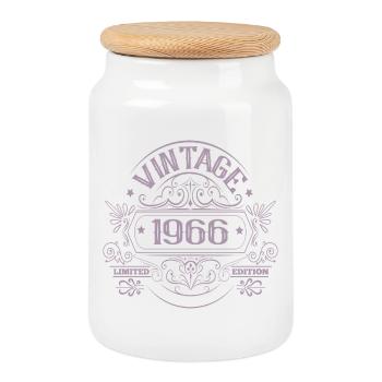 60e anniversaire Année Vintage 1966 Édition Limitée - Boîte à biscuits avec couvercle en bois - blanc - Devant