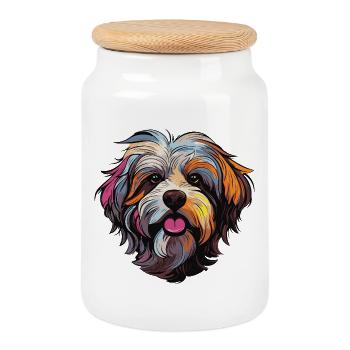 Dog Comic - Cookie Jar with Wooden Lid - white - Front