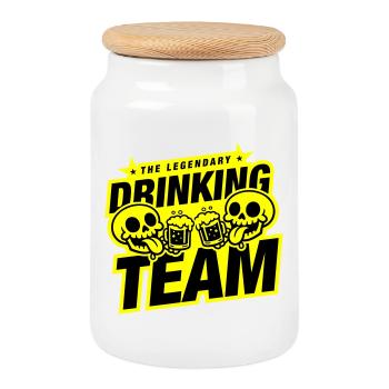 Drinking Team Skeleton Beer - Cookie Jar with Wooden Lid - white - Front