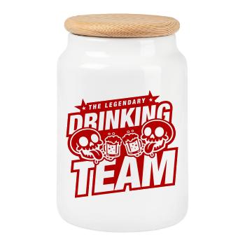 Drinking Team Skeleton Beer - Cookie Jar with Wooden Lid - white - Front