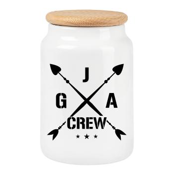 Bachelor Crew Enterrement de vie de garçon - Boîte à biscuits avec couvercle en bois - blanc - Devant