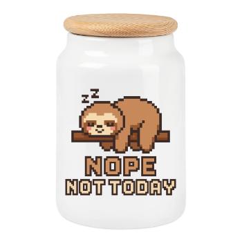 Pixel Faultieranti – NOPE NOT TODAY Lazy Mood - Keksdose mit Holzdeckel - Weiß - Vorne