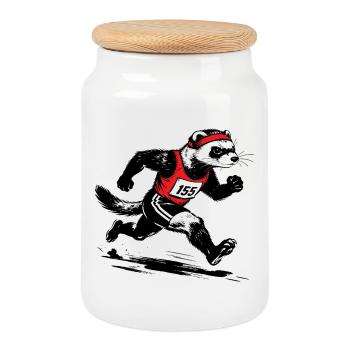 Furet courant en rouge - Boîte à biscuits avec couvercle en bois - blanc - Devant