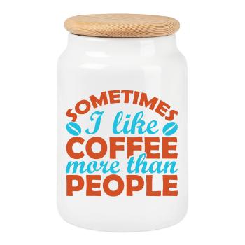 Parfois, je préfère le café aux gens - Boîte à biscuits avec couvercle en bois - blanc - Devant