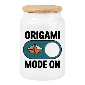 Origami Fashion On Paper Folding Hobby Saying for - Cookie Jar with Wooden Lid - white - Front