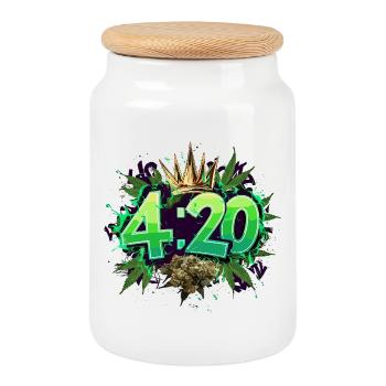 420 - Keksdose mit Holzdeckel - Weiß - Vorne