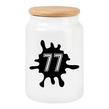 Blobs 77 Number - Cookie Jar with Wooden Lid - white - Front