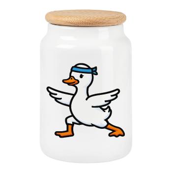 Oie Amoureuse du Yoga Drôle - Boîte à biscuits avec couvercle en bois - blanc - Devant