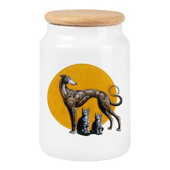 Galgo & Katzen StreetArt - Rough - Keksdose mit Holzdeckel - Weiß - Vorne