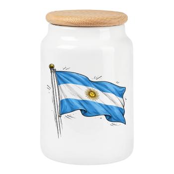 Drapeau de l’Argentine - Boîte à biscuits avec couvercle en bois - blanc - Devant