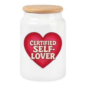 L’amour de soi - Boîte à biscuits avec couvercle en bois - blanc - Devant