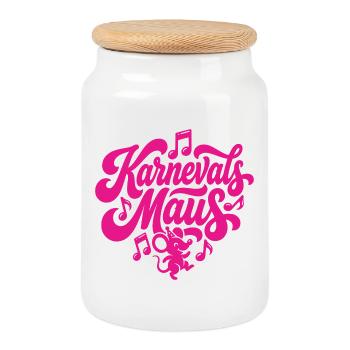 Karnevals Maus Karnevalsmaus Karneval Party Tanzen - Keksdose mit Holzdeckel - Weiß - Vorne