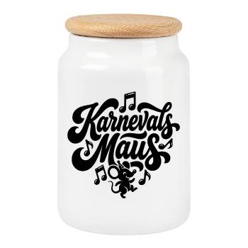 Karnevalsmaus Karneval Köln Kölner Karnevals Maus - Keksdose mit Holzdeckel - Weiß - Vorne