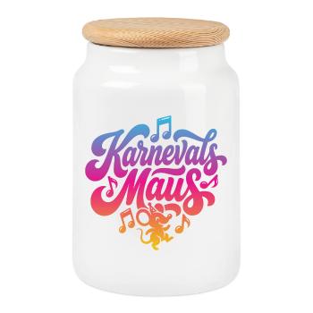 Karnevals Maus Karnevalsmaus Karneval Party Kostüm - Keksdose mit Holzdeckel - Weiß - Vorne